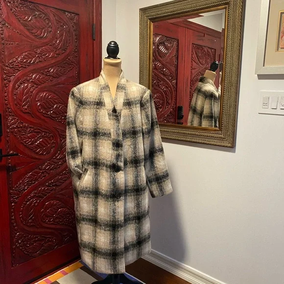 Plaid Soft-Brushed coat for Women - Picture 1 of 9